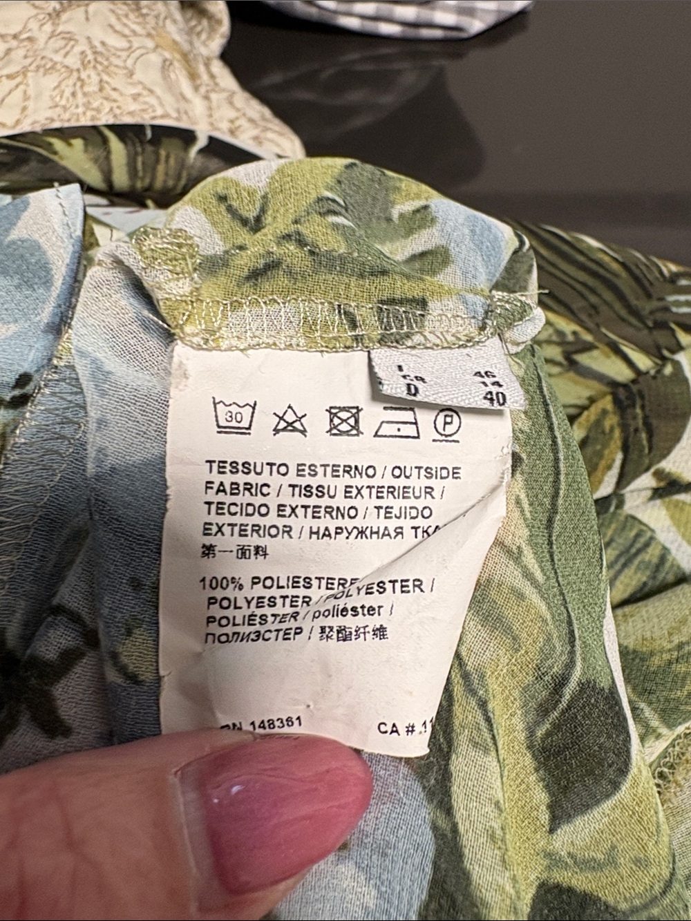 Pinko Green Multi Floral Tie-Neck Blouse - Picture 7 of 8